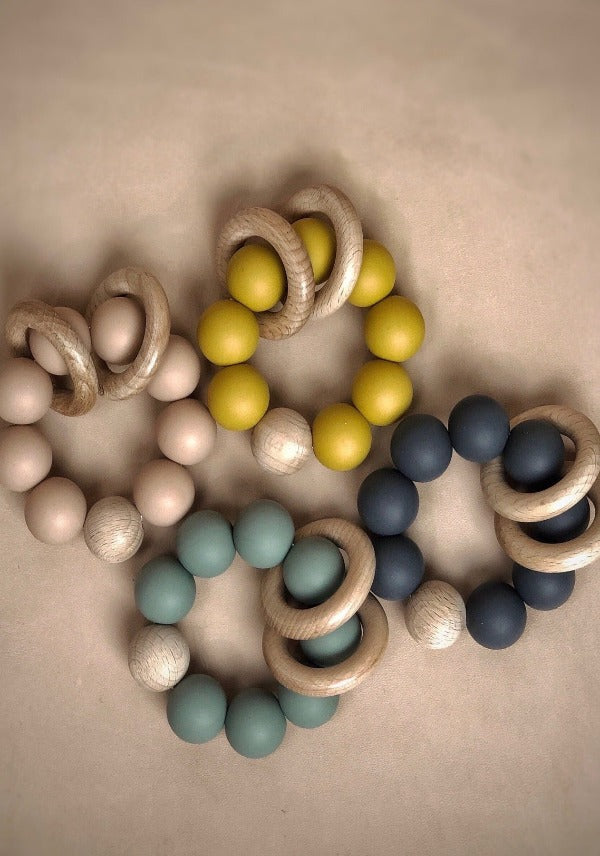 Silicone and Wood Teething bracelets